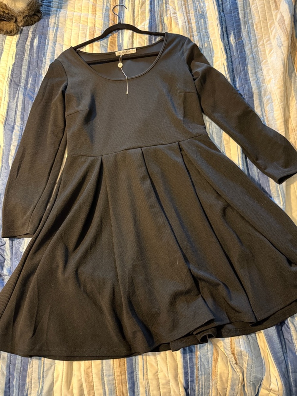 White Mark Black Long-Sleeve Fit & Flare Midi Dress